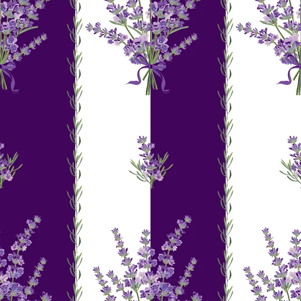 Sfondo senza cuciture fiori di lavanda. Illustrazione botanica . — Vettoriale Stock