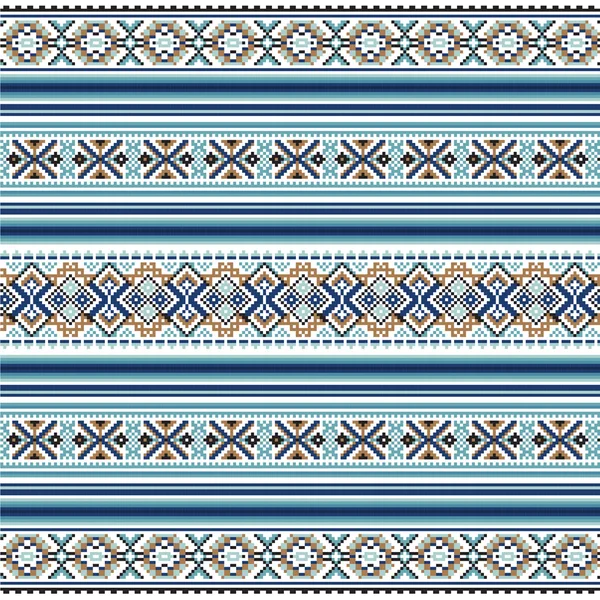 青と茶色の色で装飾的な民族 — ストックベクタ