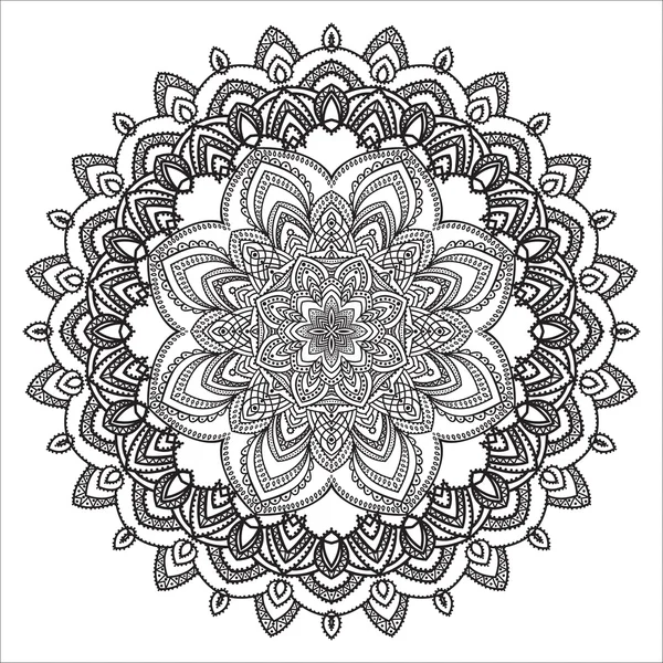 Elemento zentangle disegno a mano. Bianco e nero. Mandala di fiori — Vettoriale Stock