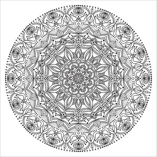 Hand drawing zentangle element. Black and white. Flower mandala — Stock Vector