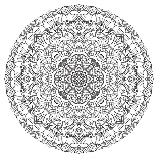 Hand drawing zentangle element. Black and white. Flower mandala — Stock Vector