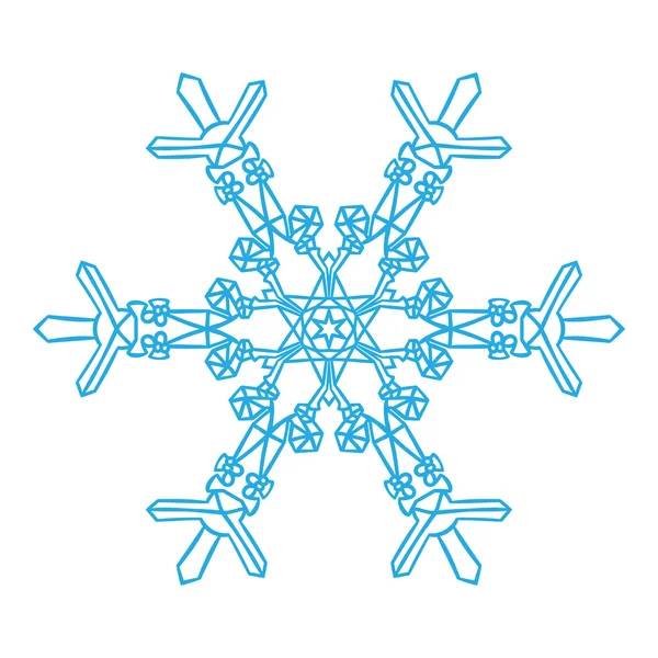 Handgezeichnete Kritzeleien natürliche Schneeflocke. Mandala-Stil. — Stockvektor
