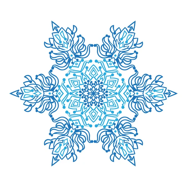 Handgezeichnete Kritzeleien natürliche Schneeflocke. Mandala-Stil. — Stockvektor