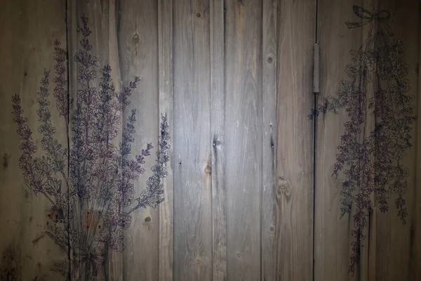 Fine Art Natural Wood Textures dengan gambar tangan Lavender Flower. Portrait Photo Floral Textures Backdrop Digital Studio Background, Best for cute family photos, atmospheric newborn design — Stok Foto