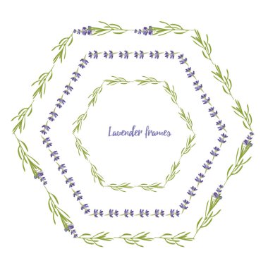 Menekşe lavanta desenlerini dekoratif tasarım, düğün kartı, davetiye, seyahat flayer için beyaz zemin üzerinde izole edilmiş sulu boya şeklinde ayarlayın. Botanik illüstrasyon