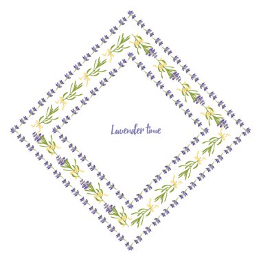 Menekşe lavanta desenlerini dekoratif tasarım, düğün kartı, davetiye, seyahat flayer için beyaz zemin üzerinde izole edilmiş sulu boya şeklinde ayarlayın. Botanik illüstrasyon