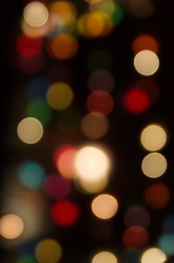 Gece şehir sokak ışıkları. Soyut dairesel bokeh arka plan