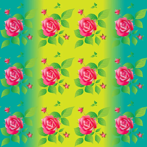 Patrón sin costuras de color brillante con hermosas rosas. Ilustración vectorial . — Vector de stock