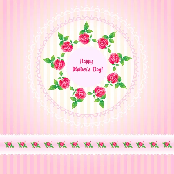 Belles roses carte postale pour la fête des mères — Image vectorielle