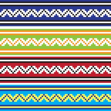 Etnik süsleme desen farklı renklerde kümesi. Vektör çizim