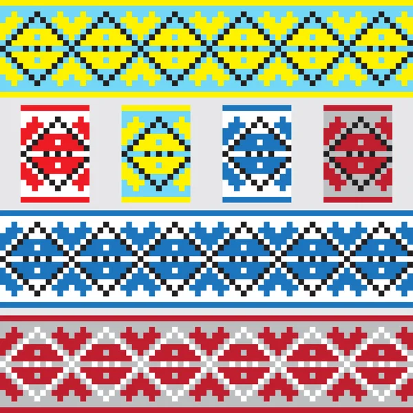 Набір етнічних орнаментів різних кольорів. Векторні ілюстрації — стоковий вектор