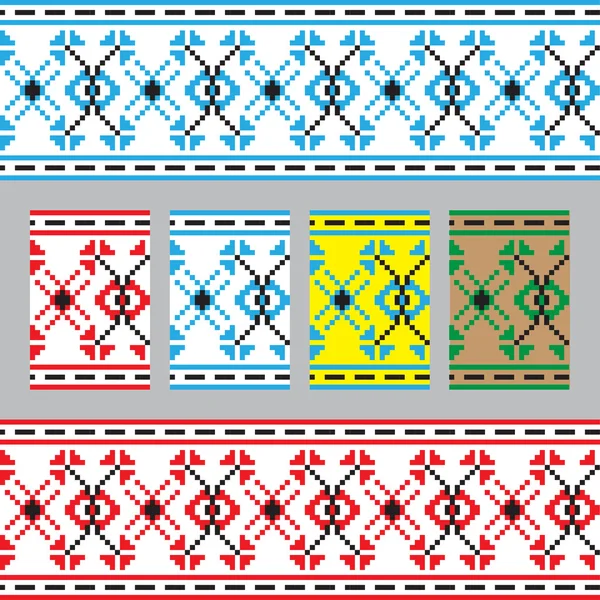 Conjunto de padrão de ornamento étnico em cores diferentes. Ilustração vetorial — Vetor de Stock