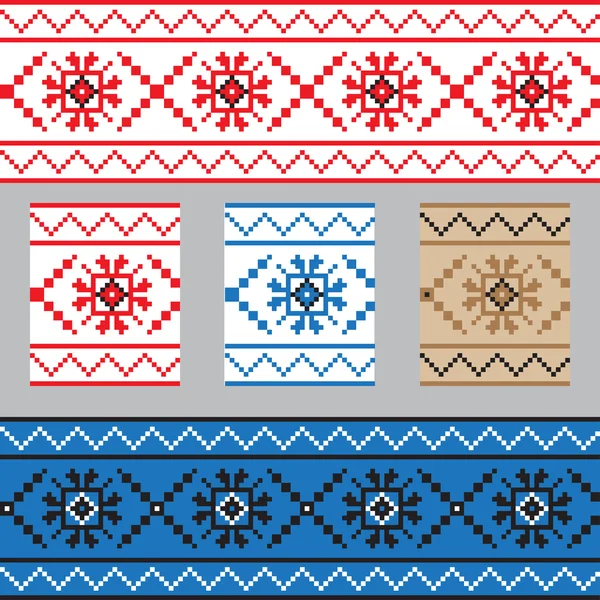 Conjunto de patrón de ornamento étnico en diferentes colores. Ilustración vectorial — Archivo Imágenes Vectoriales