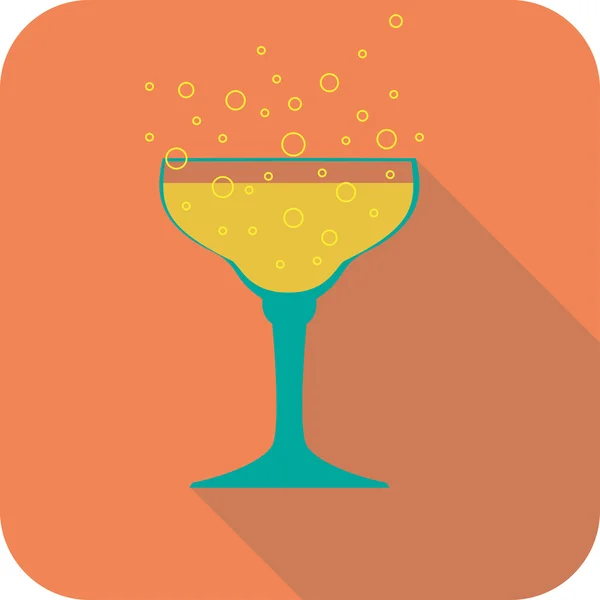 Bicchiere champagne design piatto stilizzato vector party drink icon — Vettoriale Stock