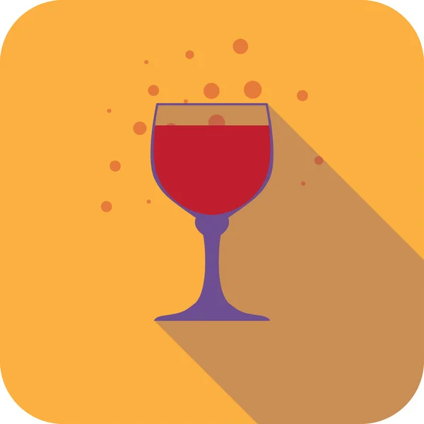 Vino de vidrio diseño plano estilizado vector partido bebida icono — Archivo Imágenes Vectoriales