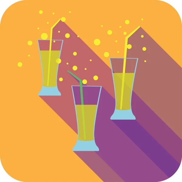 Three glasses cocktails flat design stylized vector party drink icon — Stock Vector