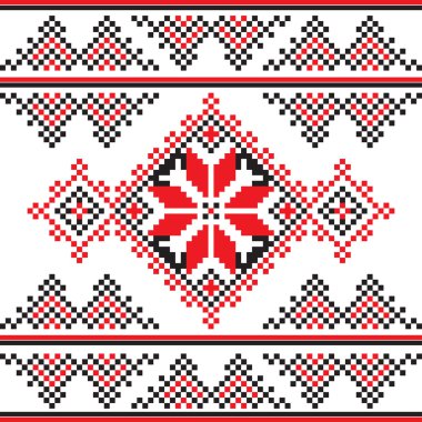 Etnik süsleme desen farklı renklerde kümesi. Vektör çizim