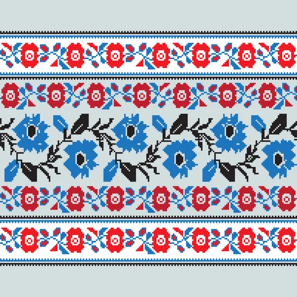 Conjunto de adorno de patrón geométrico floral étnico en diferentes colores. Ilustración vectorial — Vector de stock