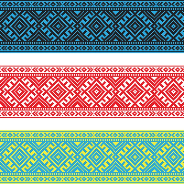 異なる色の民族装飾パターンのセットです。ベクトル図 — ストックベクタ