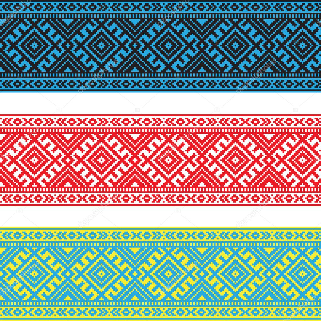 Set of Ethnic ornament pattern in different colors. Vector illustration