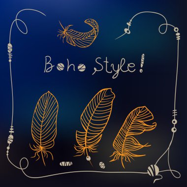 Boho tarzı çerçeve arka plan. Vektör çizim