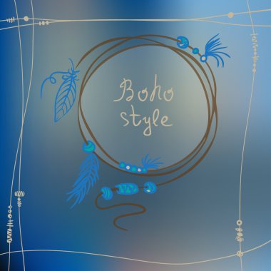 Boho tarzı çerçeve arka plan. Vektör çizim