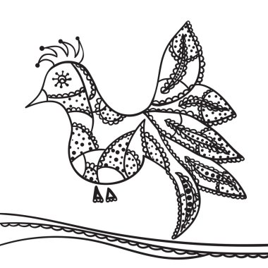 El çizim zentangle öğesi. Dekoratif, soyut kuş