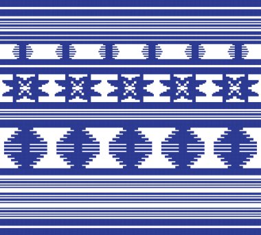 Etnik süsleme desen mavi renk kümesi