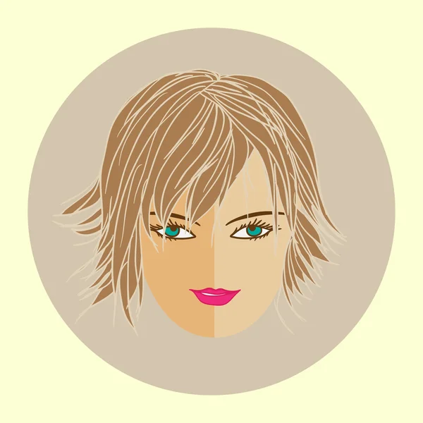 Avatar girl with trendy modern hairstyle, flat design — Stock Vector