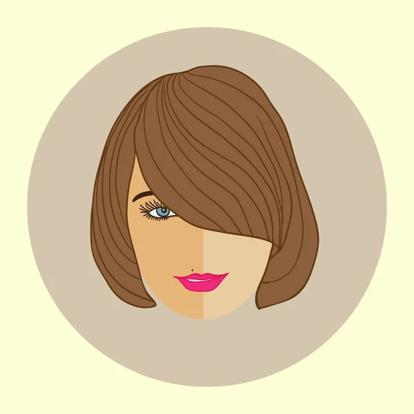 Avatar fille avec coiffure moderne à la mode, design plat — Image vectorielle