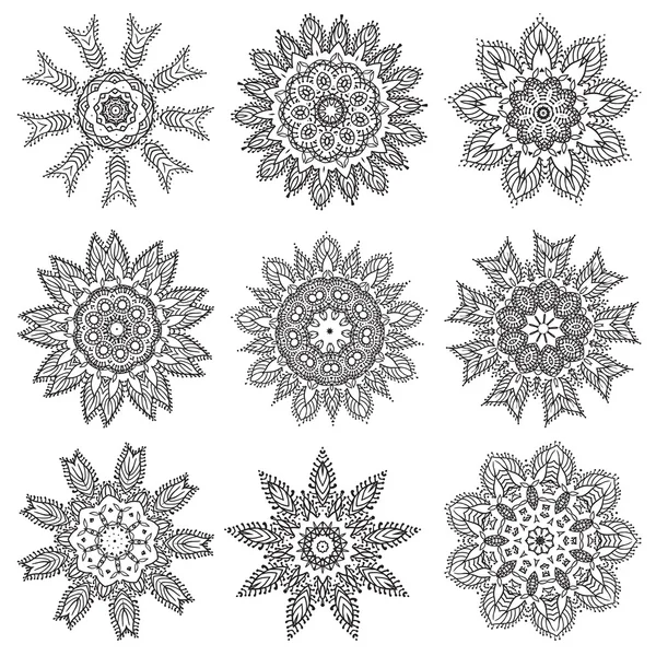 El çizim zentangle mandala öğeleri ayarla