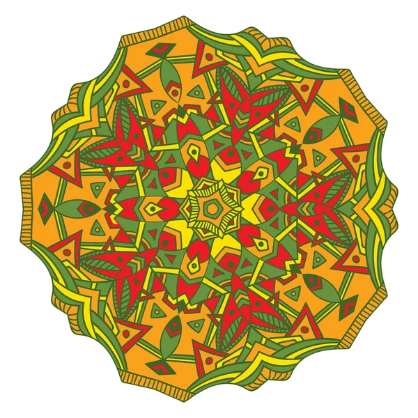 Handgezeichnetes farbiges Mandala Zentangl Element — Stockvektor