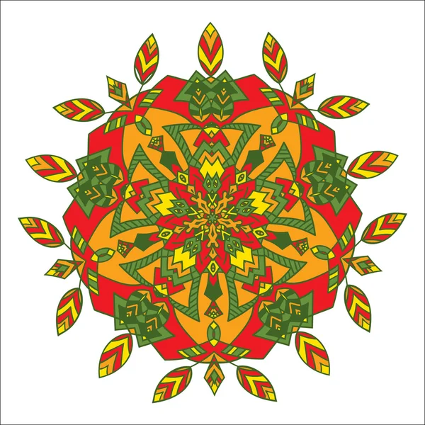 Ręcznie rysowane kolorowym mandali zentangl. Kwiatowy element — Wektor stockowy