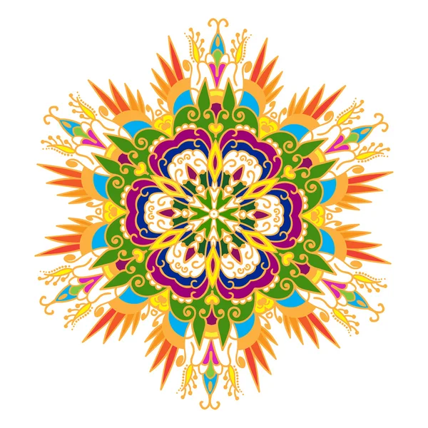 Hand-drawn colored mandala zentangl. Floral element — Stock Vector