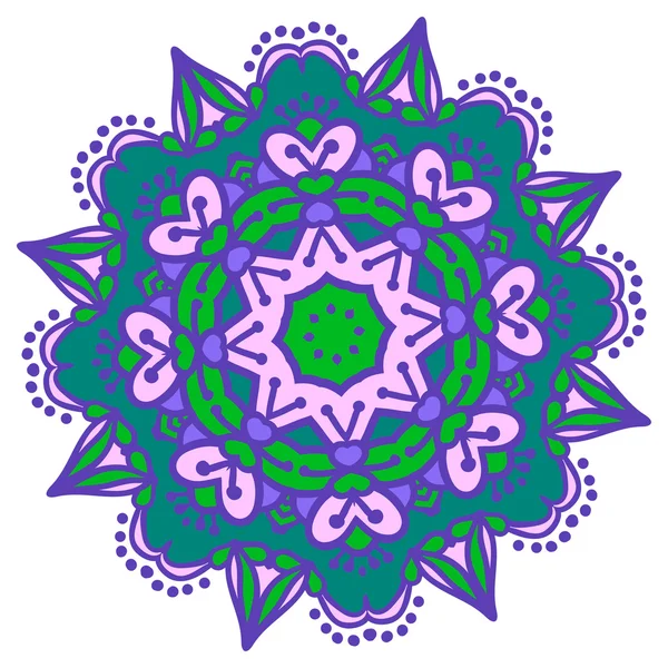 Mandala zentangl dibujado a mano. Holi festival de colores — Vector de stock