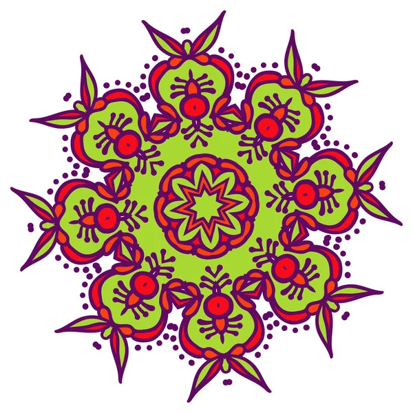 Mandala colorata disegnata a mano zentangl. Holi festival dei colori — Vettoriale Stock