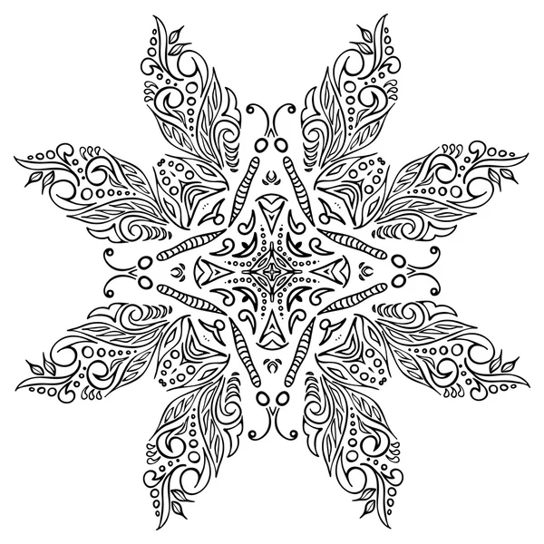 Mandala colorata disegnata a mano zentangl. Farfalle decorative — Vettoriale Stock
