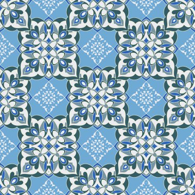 El çizimi zentangle mandala renk sorunsuz parteern. İtalyan Mayolikası tarzı