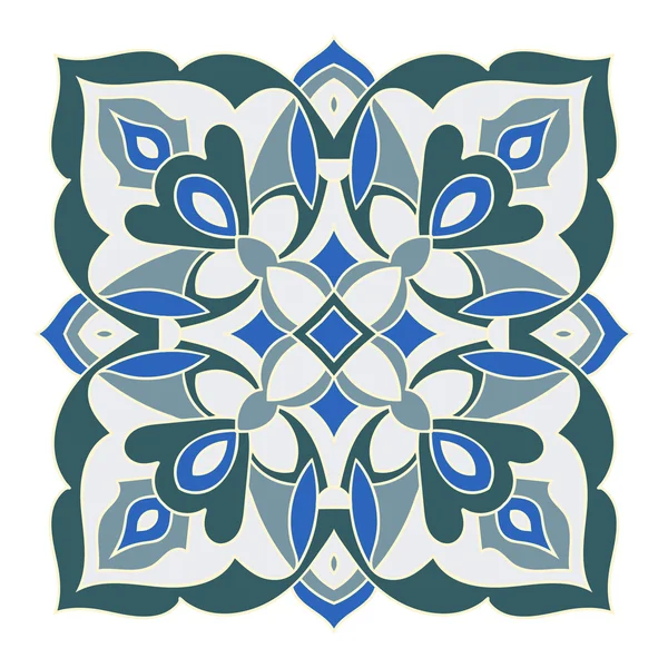 Hand drawing zentangle mandala color element. Italian majolica style — Stock Vector
