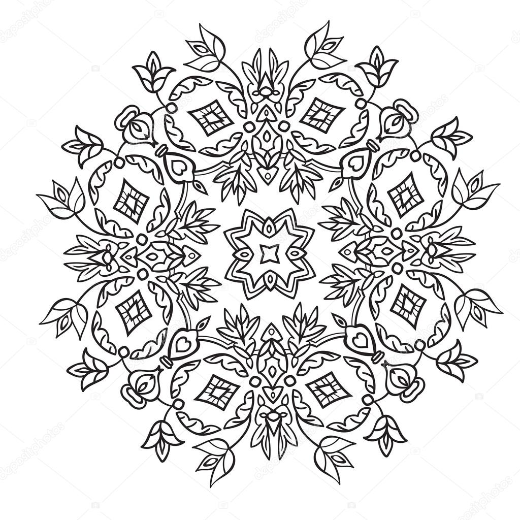 Hand drawing zentangle mandala element. Italian majolica style