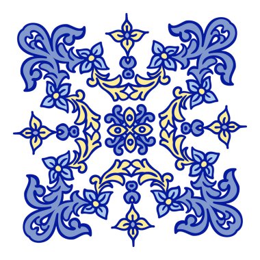 El çizimi zentangle mandala renk öğesi. İtalyan Mayolikası tarzı