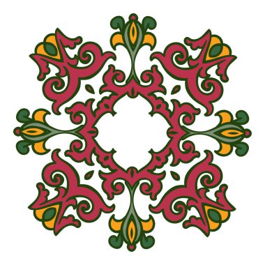 El çizimi zentangle mandala renk öğesi. İtalyan Mayolikası tarzı