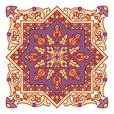 El çizimi zentangle mandala renk öğesi. İtalyan Mayolikası tarzı