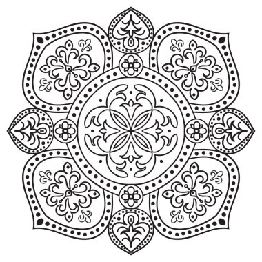 El çizim zentangle mandala öğesi. İtalyan Mayolikası tarzı
