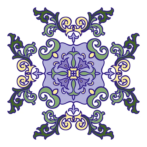 Ruční zentangle mandala barevných prvků. Italská Majolika styl — Stockový vektor