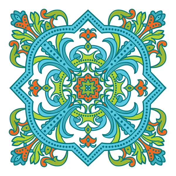 El çizimi zentangle mandala renk öğesi. İtalyan Mayolikası tarzı