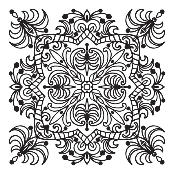 Elemento mandala zentangle disegno a mano. Stile maiolica italiana — Vettoriale Stock