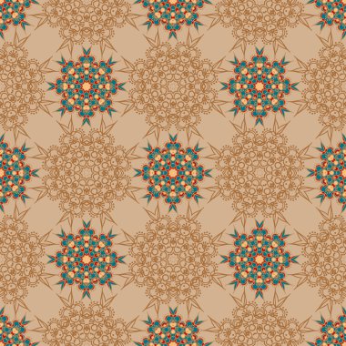 Hand drawing zentangle manala color seamless pattern