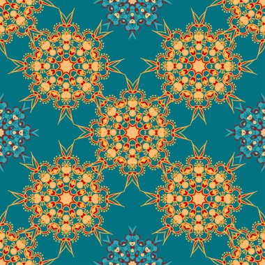 Hand drawing zentangle manala color seamless pattern