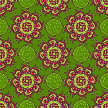Hand drawing zentangle manala color seamless pattern